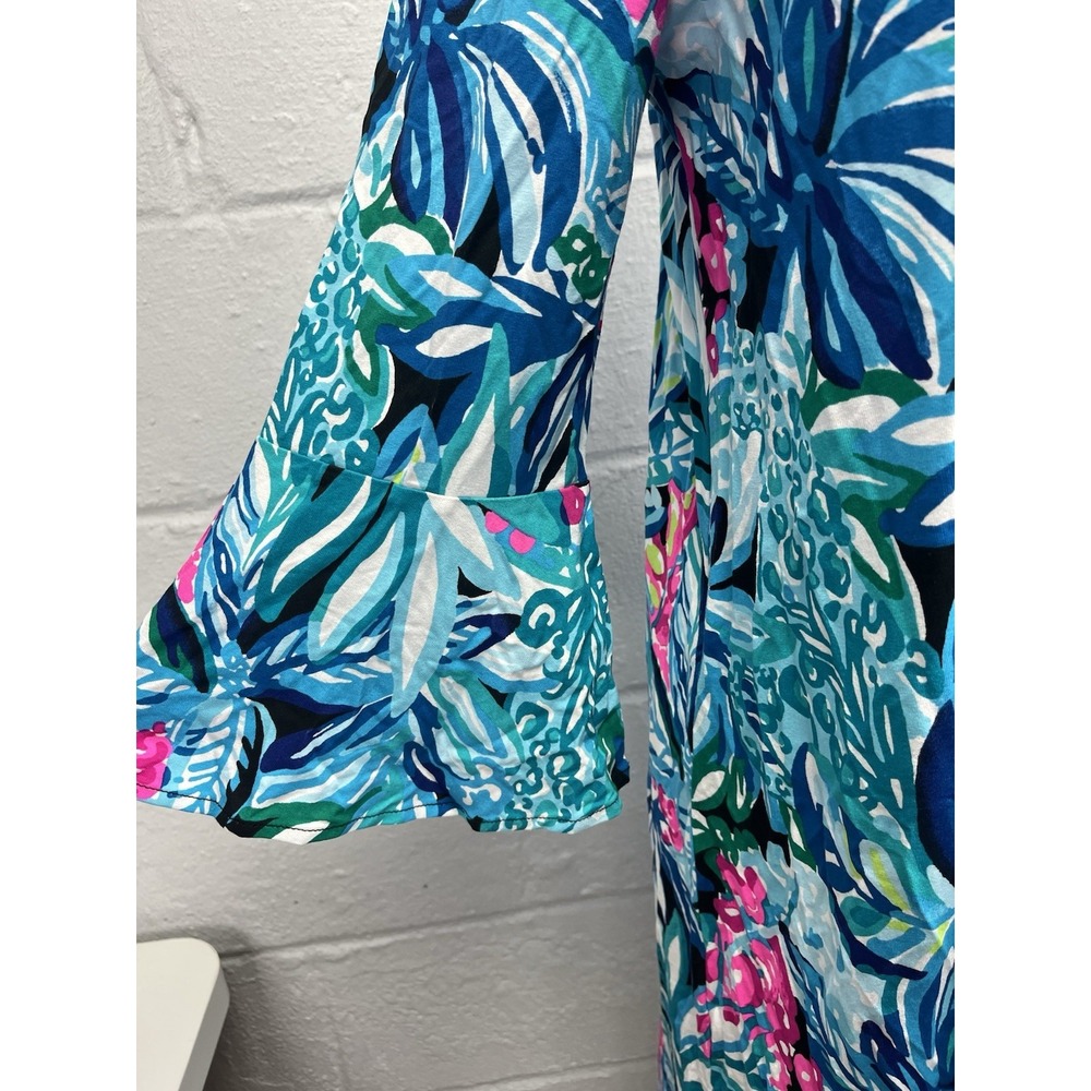Lilly Pulitzer Ophelia Swing Dress Large Maldives Hype It Up NWT Green Blue - Picture 3 of 11
